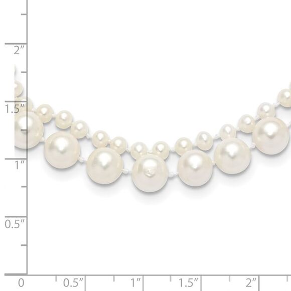 Kazi Luxury 14k Yellow Gold 3-4mm & 7-8mm White FWC Pearl 18in 2-Str& Necklace